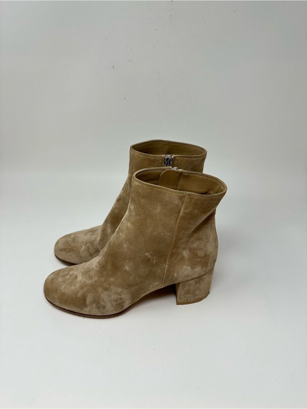 Gianvito Rossi 'Margaux' Ankle Boots Taupe Suede Women's 37.5 US 7.5